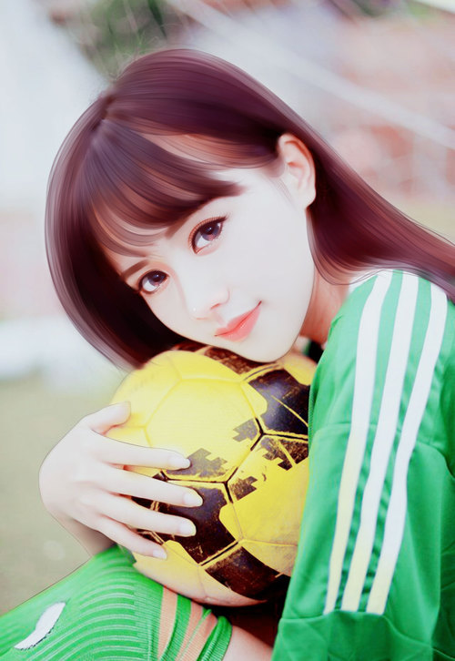 Фото Девушка с футбольным мячом