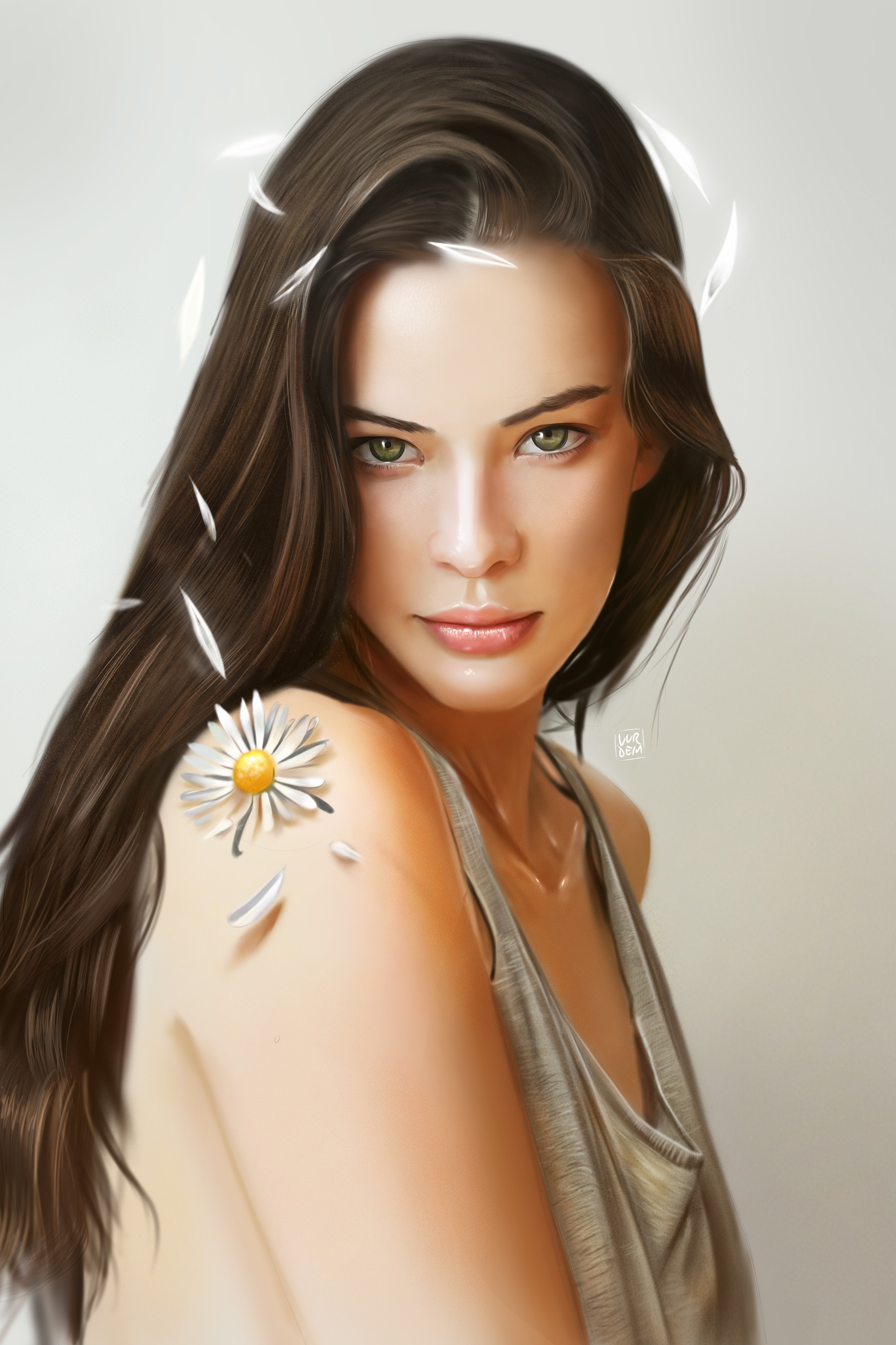  Модель Maya Neubert с ромашкой на плече, by Yasar VURDEM