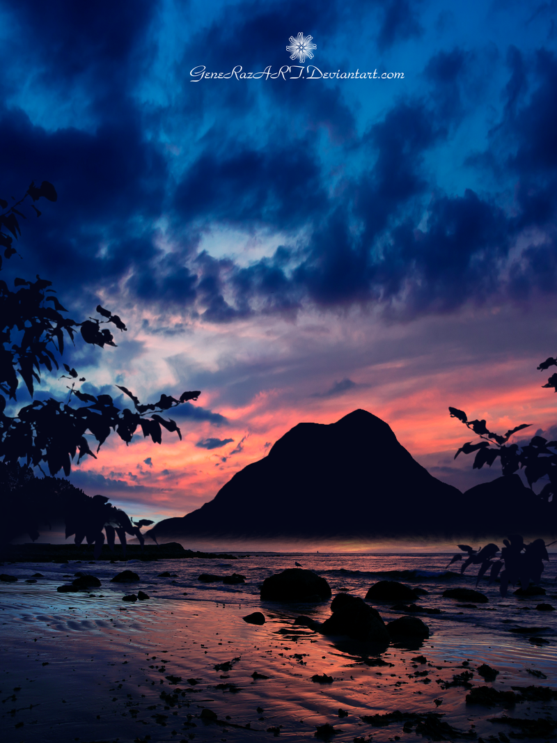 Фото Гора на фоне розово-голубого облачного неба, by GeneRazART on DeviantArt