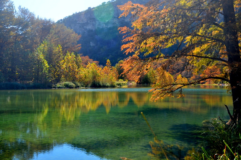 Фото Oсенние деревья вокруг озера