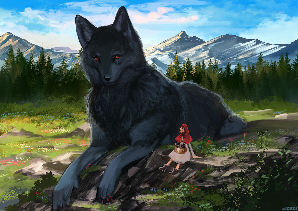 Фото Красная шапочка и огромный черный волк, by &;&;&;&;