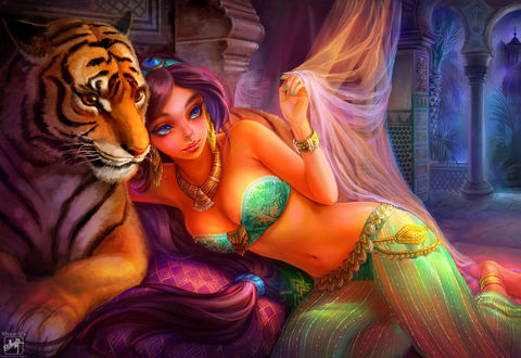 Фото Princess Jasmine / Принцесса Жасмин и Rajah / Раджа из мультфильма Aladdin / Алладин, by shawli2007