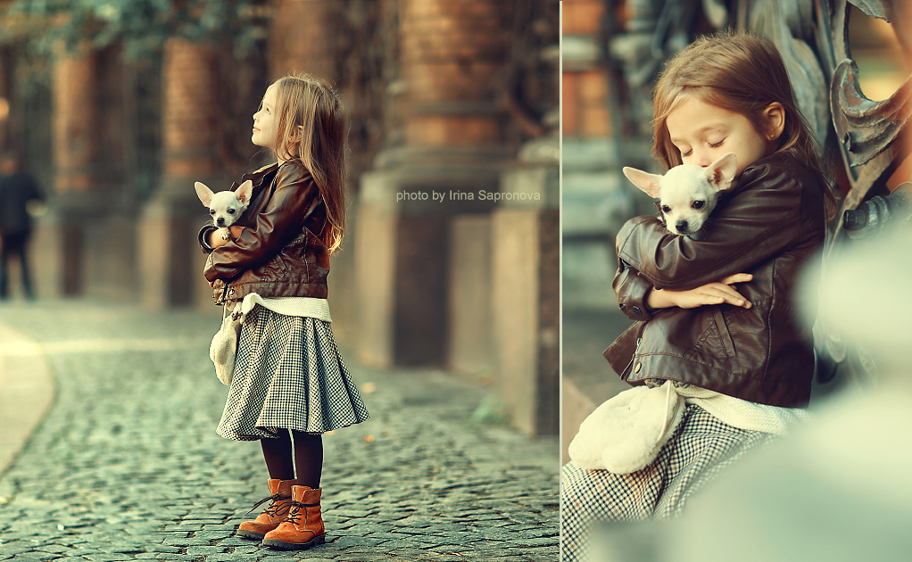 Фото Девочка со щенком в руках, фотограф Сапронова Ирина
