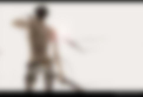 Фото Леви Райвель (Ривай) / Levi Rivaille (Rivai) с клинками с татуировкой на спине из аниме Shingeki no Kyojin / Атака Титанов