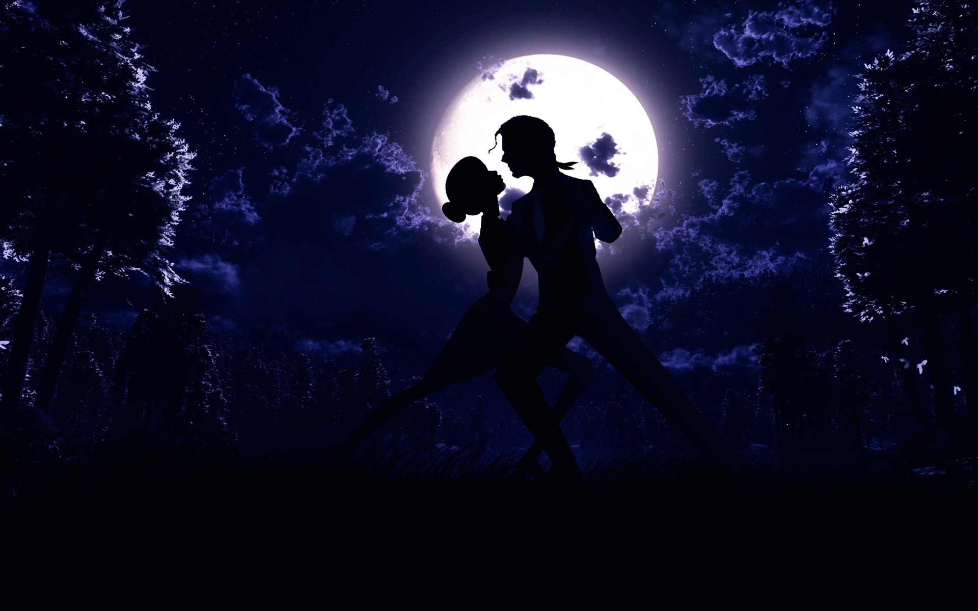 Танцующая пара под луной