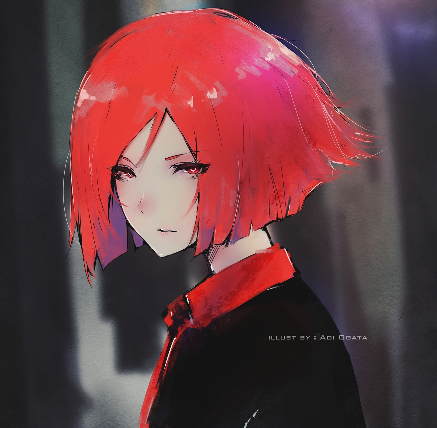 Фото Девушка с ярко красными волосами, by Aoi Ogata