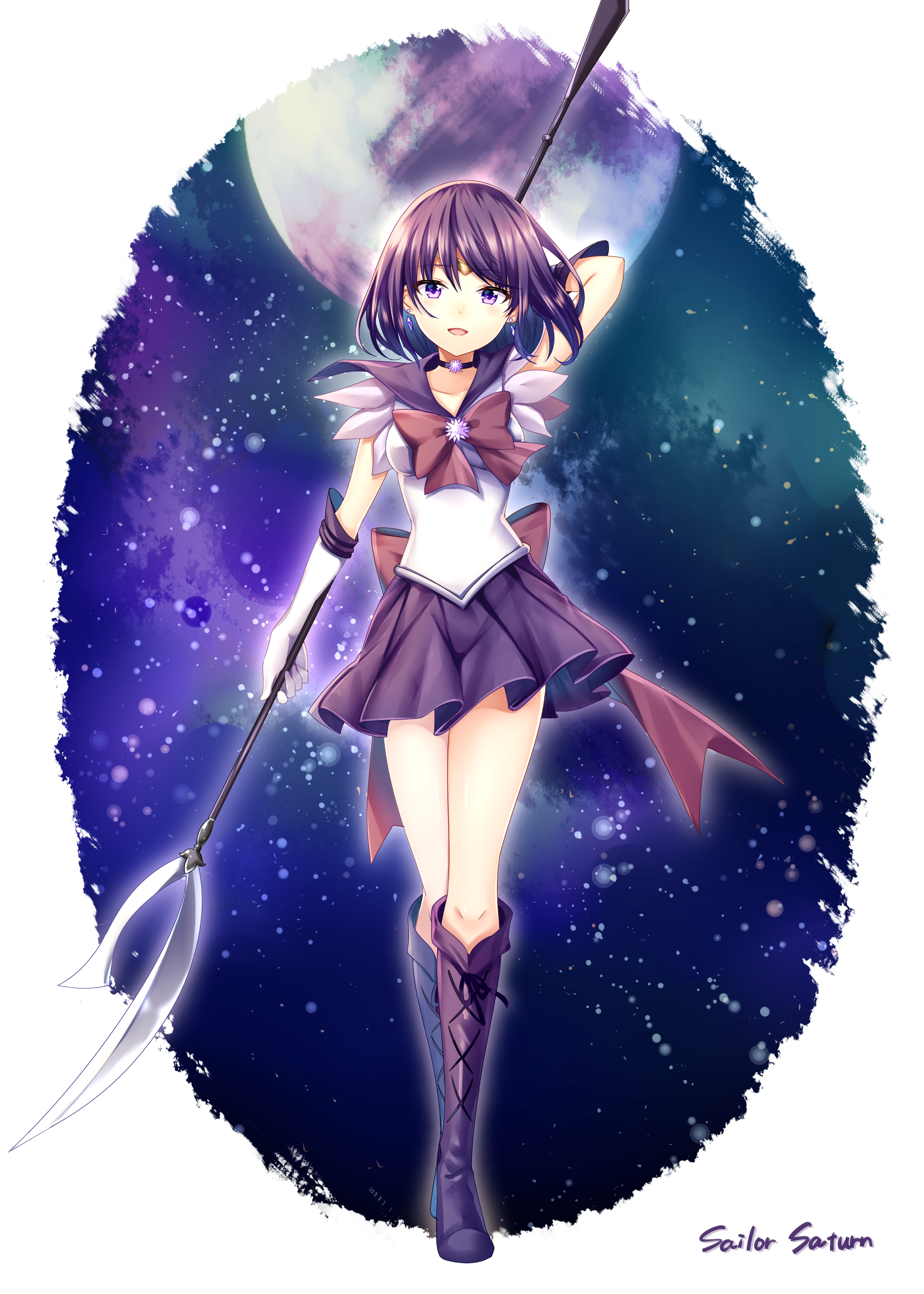 Фото Sailor Saturn / Сейлор Сатурн, Hotaru Tomoe / Хотару Томоэ из аниме  Bishoujo Senshi Sailor Moon / Прекрасный воин Сейлор Мун на фоне звездного  неба