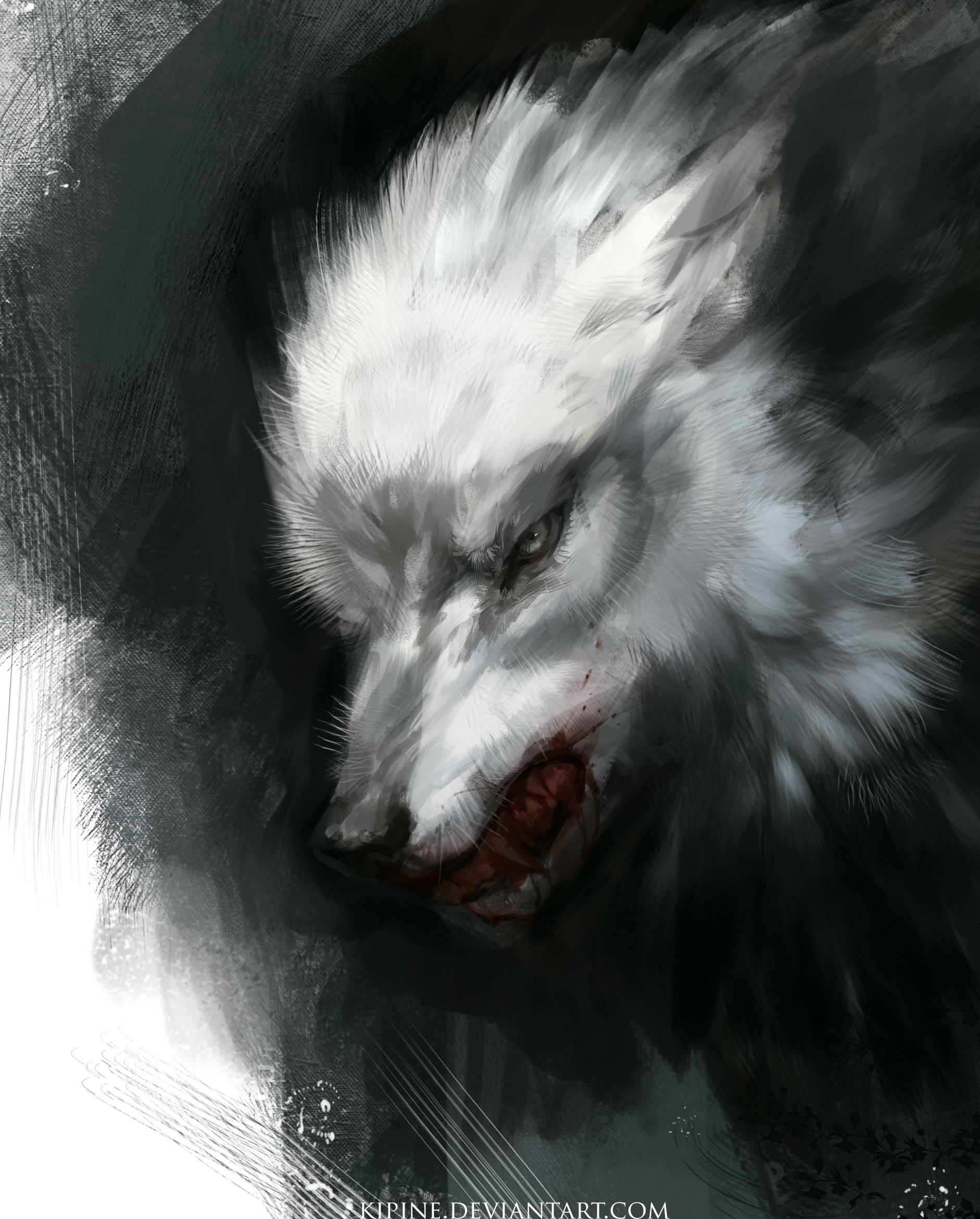 Фото Белый волк с окровавленной пастью, by Kipine
