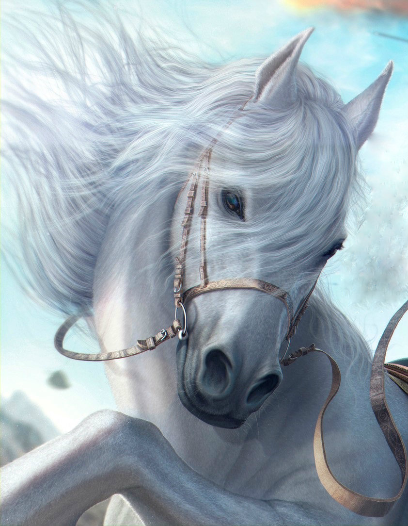 Фото Нарисованная белая лошадь