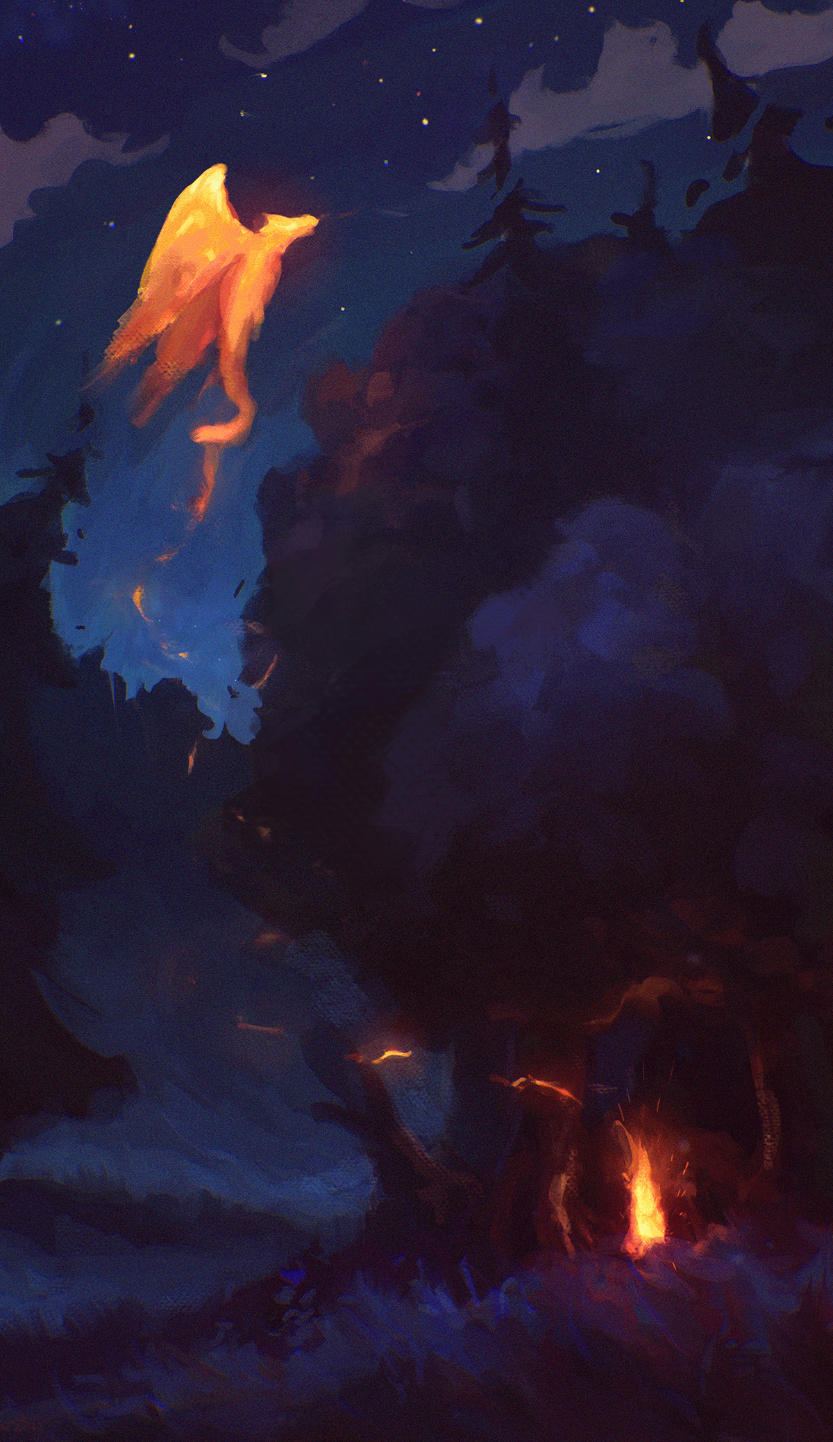 Фото Огненный дракон в ночном небе, by Sylar113