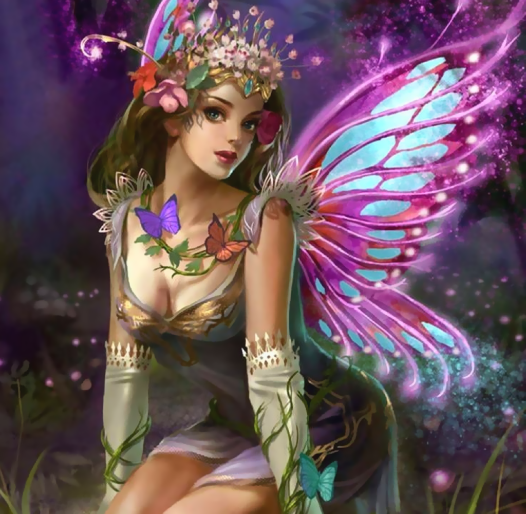 Фото Девушка - мотылек в цветах и с бабочками