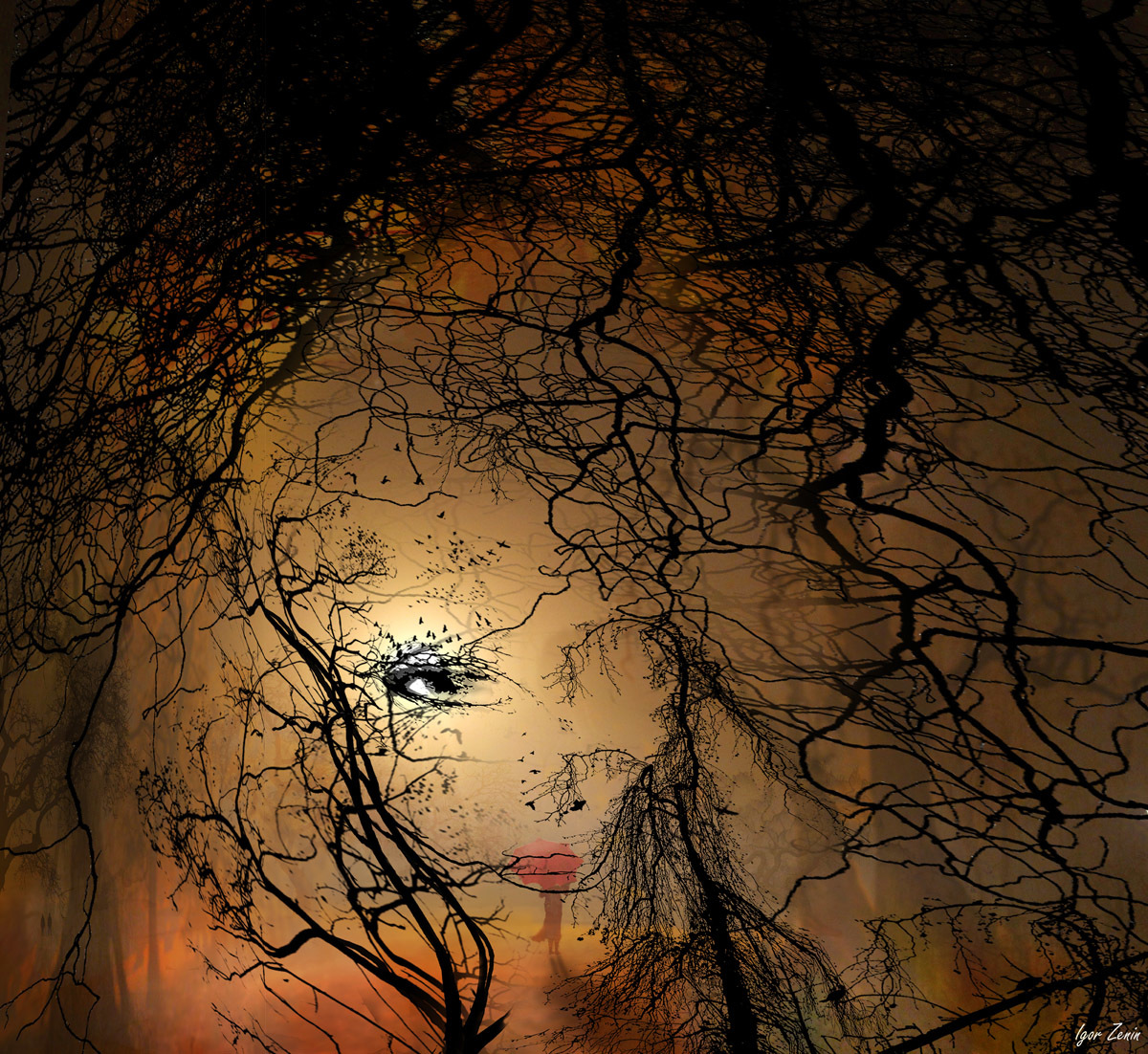 Фото Лицо девушки за деревьями, by Игорь Зенин