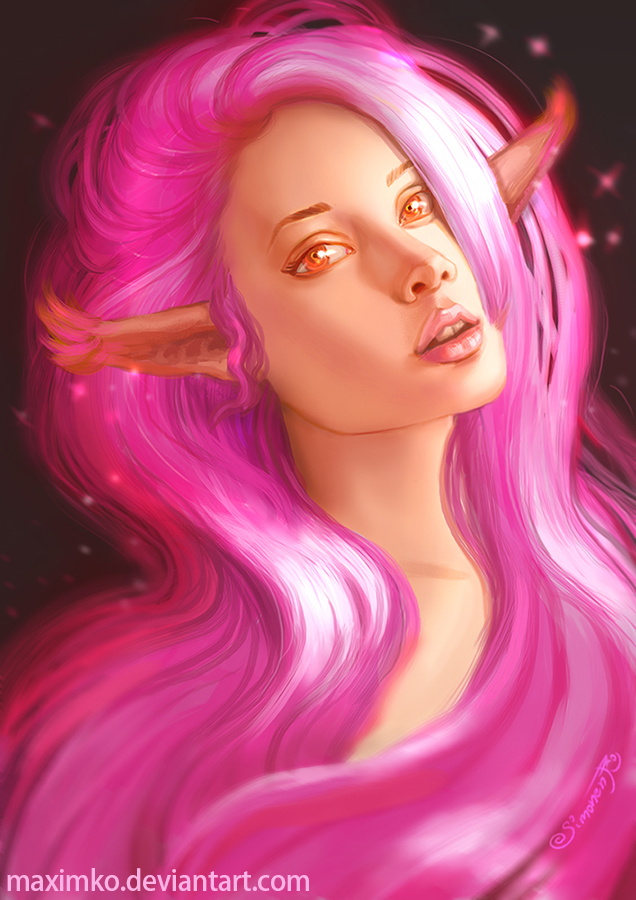 Фото Эльфийка с длинными, розовыми волосами, by Maximko