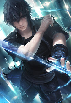 Фото Noctis Lucis Caelum / Ноктис Люцис Каэлум из игры Final Fantasy / Последняя Фантазия, by sakimichan (© chucha), добавлено: 28.03.2017 09:01