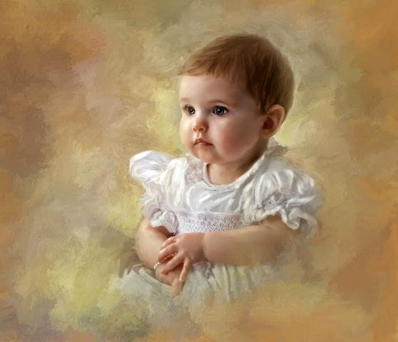 Фото Портрет маленькой девочки в белом платье, фотохудожник Richard Ramsey