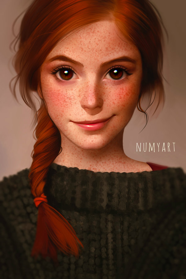 Фото Рыжеволосая девушка в веснушках, by Numyart