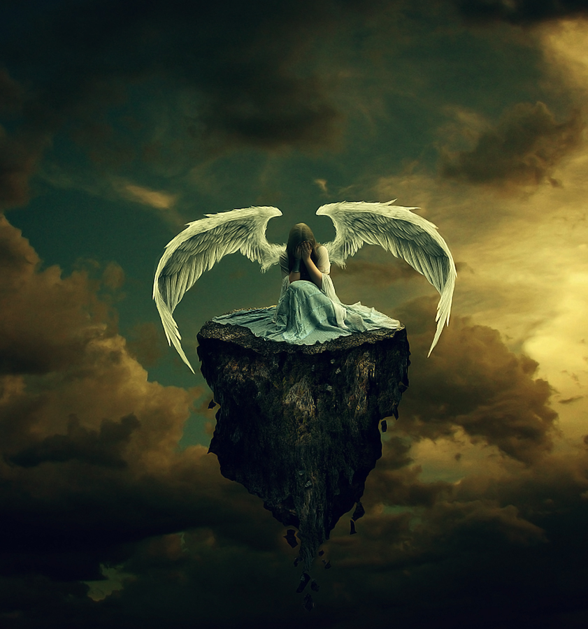 Фото Плачущий ангел на скале в небе, автор Krevs