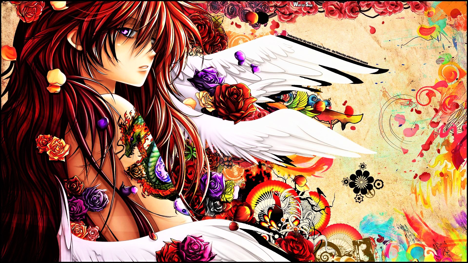 Фото Девушка-ангел с татуировкой дракона