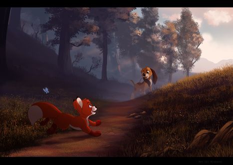 Фото Лисенок встретил на своем пути собаку, by Kitchiki