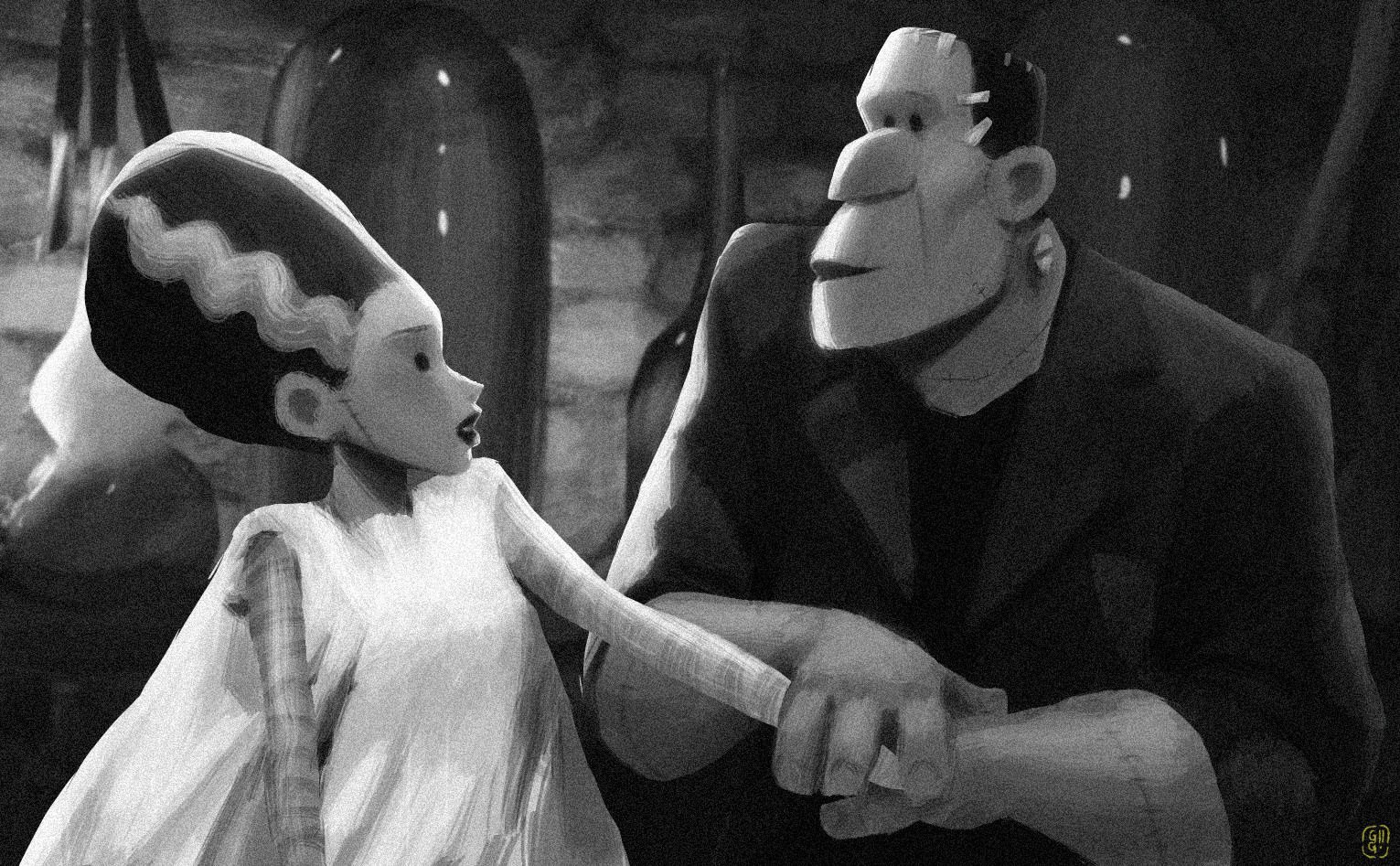 Фото Франкенштейн со своей невестой, арт на кинокартину Невеста Франкенштейна / Bride of Frankenstein, by Gop Gap