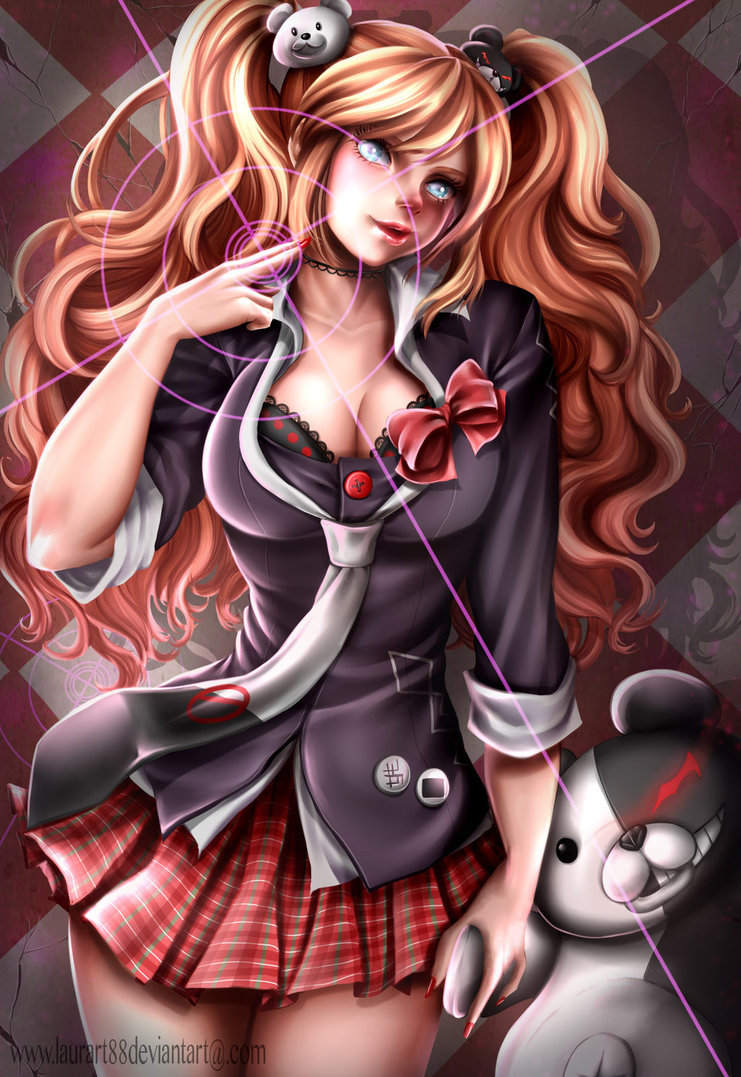 Фото Дзюнко Эносима / Junko Enoshima и Monokuma / Монокума из аниме и игры  Академия отчаяния / Danganronpa, by Laurart88