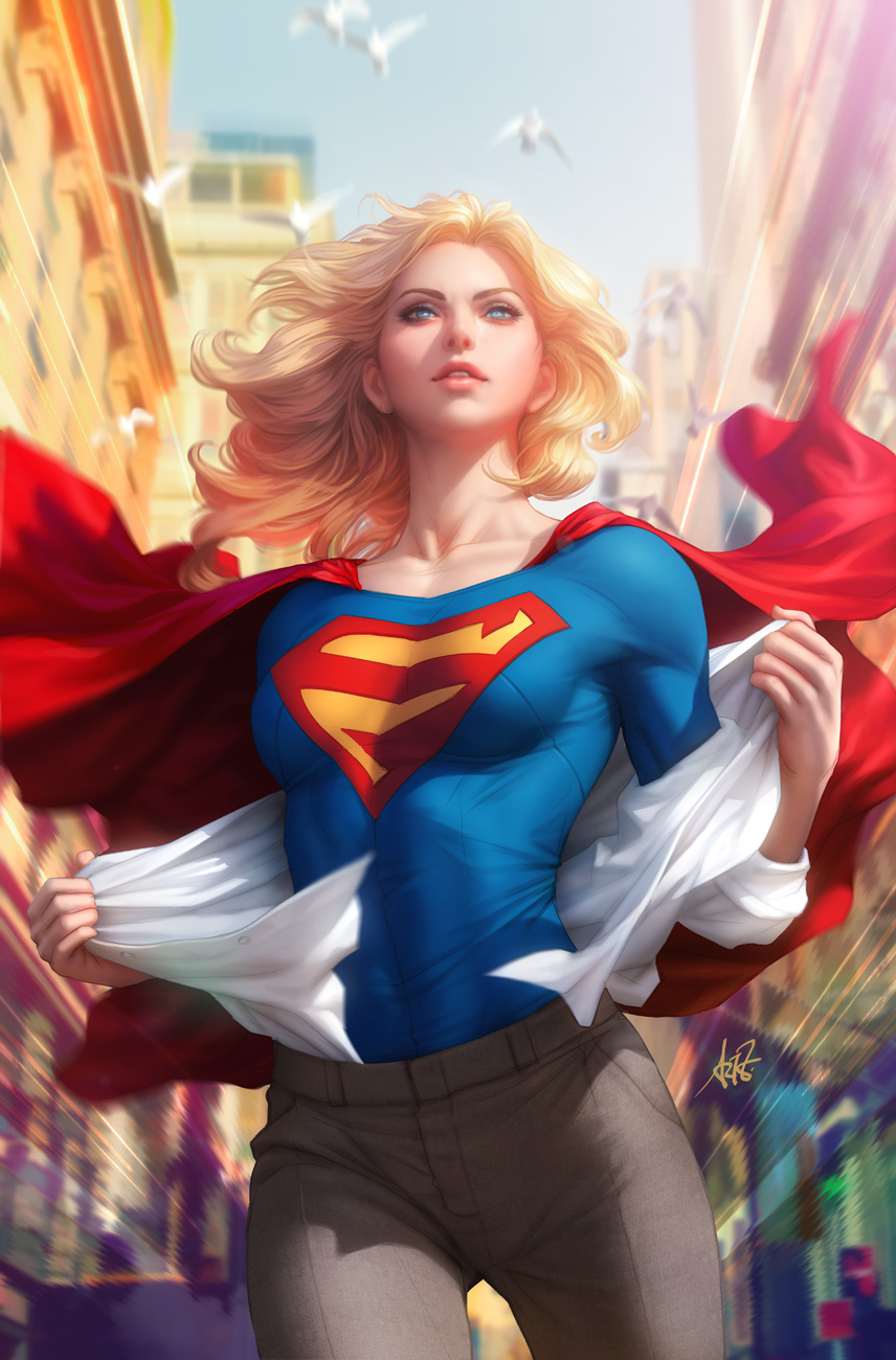 Фото Supergirl / супер-девушка на фоне высоких зданий, by Artgerm