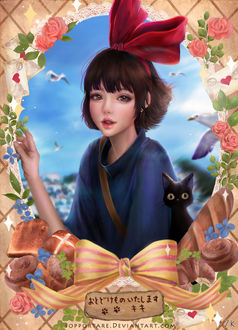 Фото Kiki / Кики и Jiji / Джиджи из аниме Kikis Delivery Service / Ведьмина служба доставки, by Sopportare
