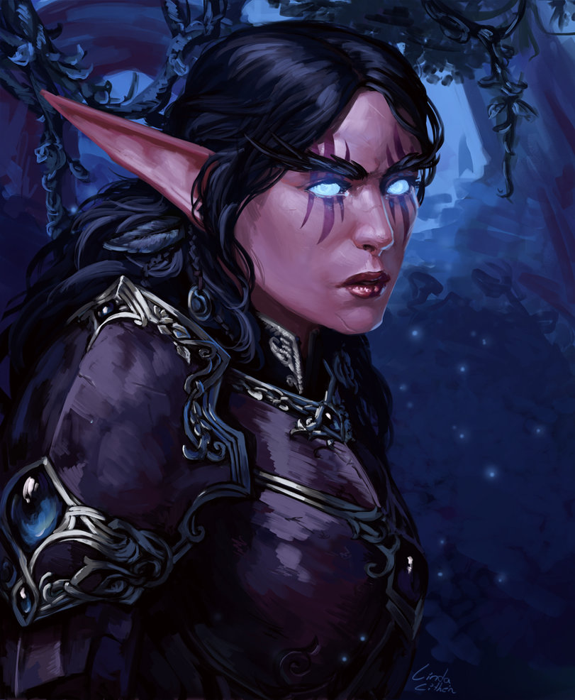 Фото Ночная эльфийка в доспехах / арт на игру World of Warcraft, by Darantha