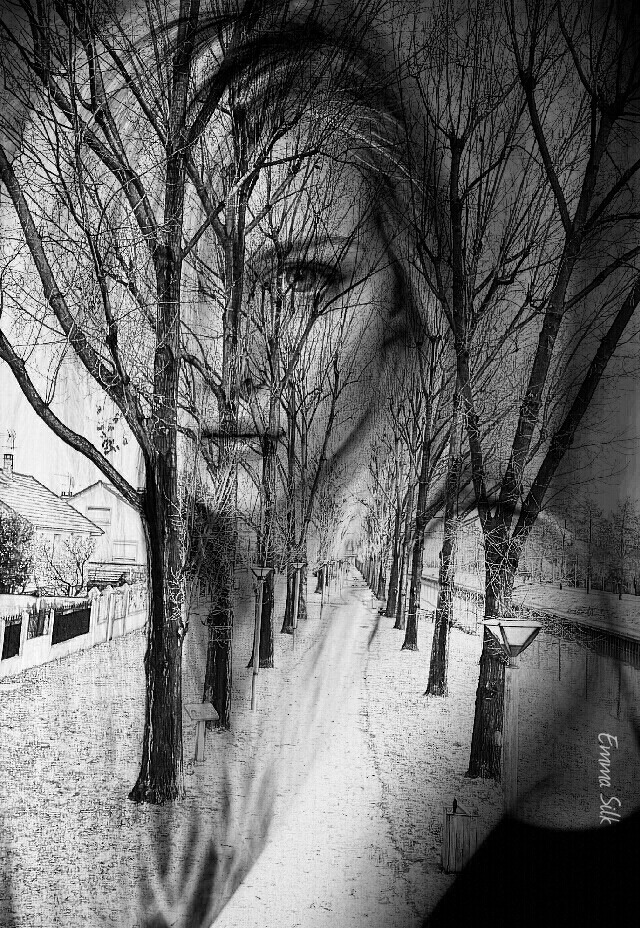 Фото Портрет девушки на фоне деревьев вдоль улицы, by Emma Silk