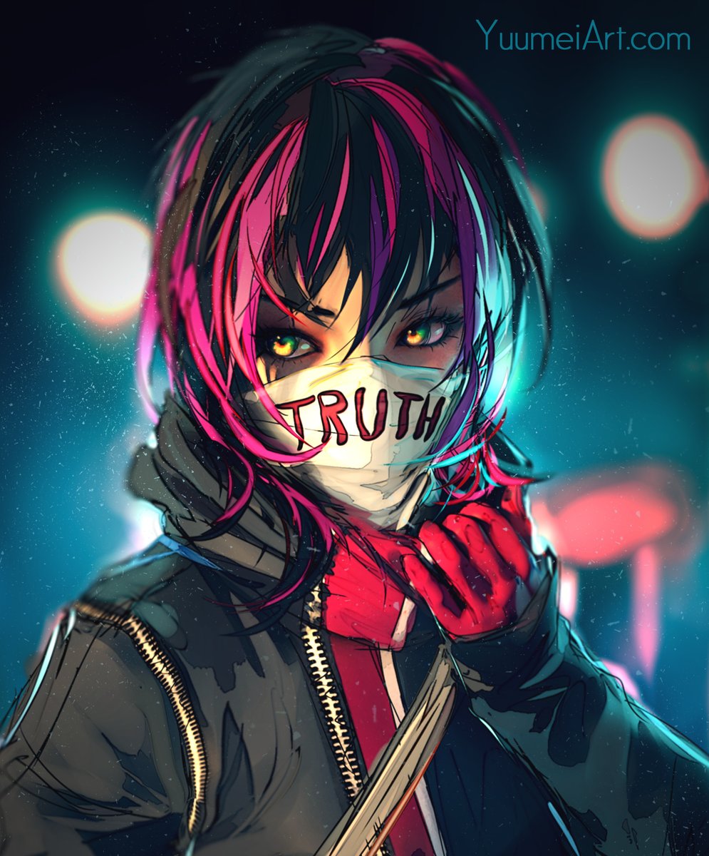 Фото Девушка с маской на лице, truth / правда, by yuumei