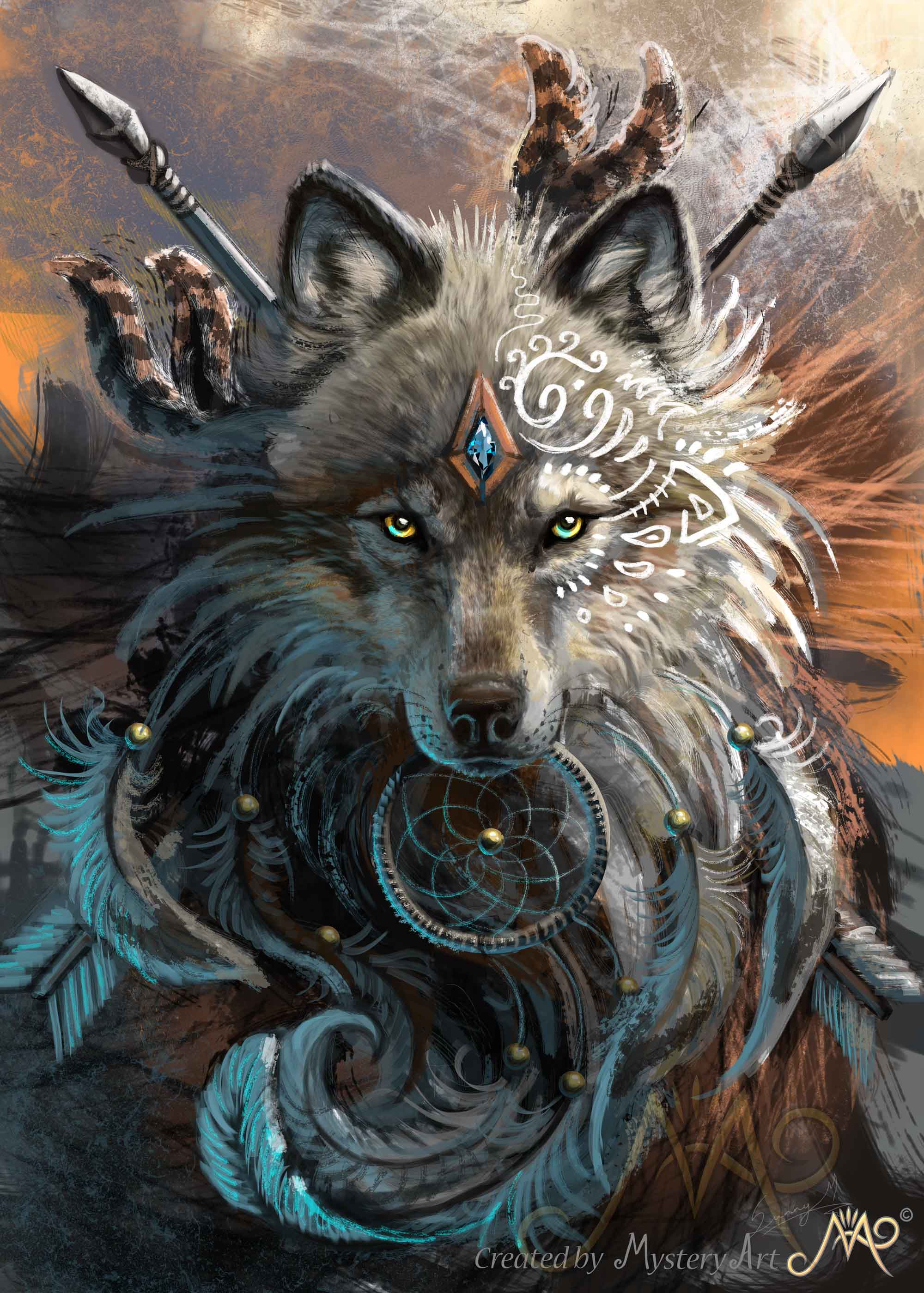 Фото Волк - воин со знаком на голове, by Sunima
