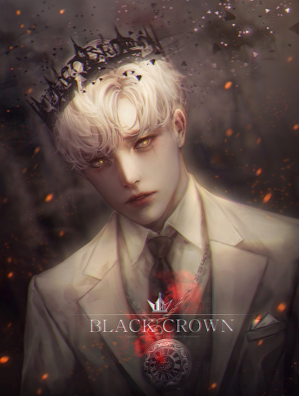 Фото Белокурый парень с золотыми глазами с короной на голове, by Shal. E (Black Crown)