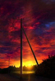 Фото Линии электропередач на фоне заката, by mks (© chucha), добавлено: 14.01.2018 07:55