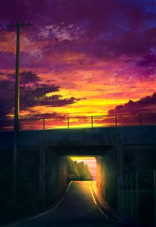 Фото Мост с тоннелем на фоне закатного неба, by mks (© chucha), добавлено: 14.01.2018 07:57