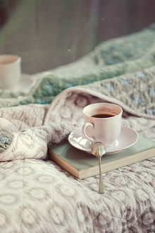 Фото Чашка с кофе стоит на блюдце на книге (© zmeiy), добавлено: 14.01.2018 11:24