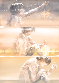 Фото Серия рисунков, на которых изображен парень с горящим бенгальским огнем, by Re°