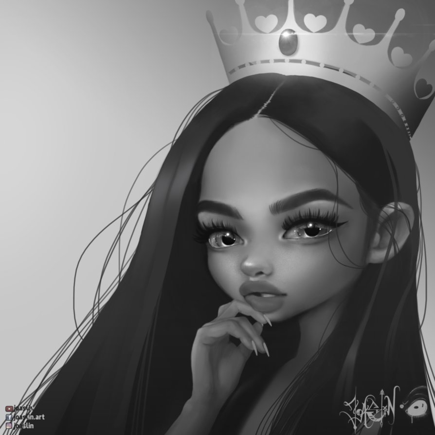 Фото Черно-белый рисунок девушки с короной, by JoAsLiN