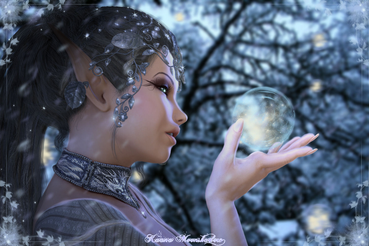 Фото Эльфийка смотрит на магический шар, by KaanaMoonshadow