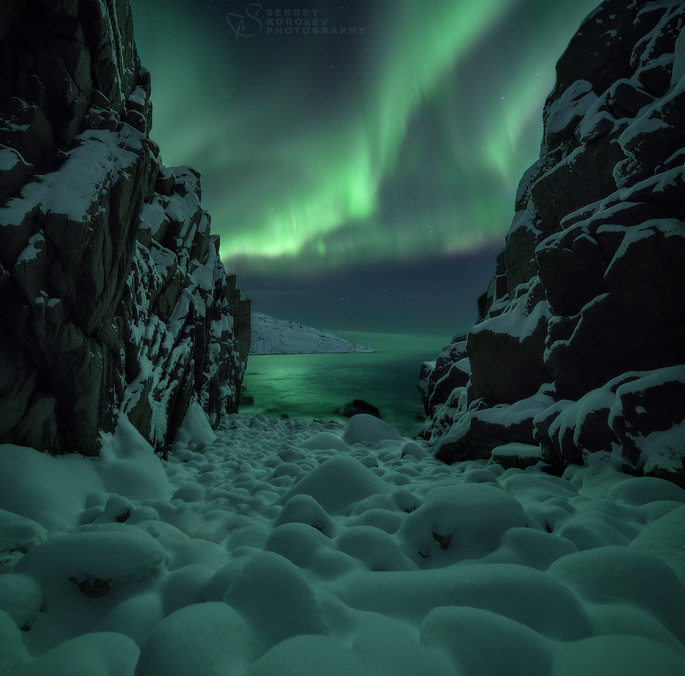 Фото Полярное сияние над замерзшим морем. Фотограф Королев Сергей