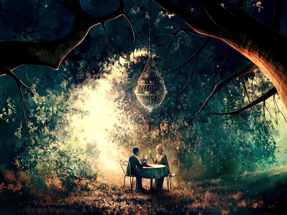 Фото Парень с девушкой сидят за столом, в окружении деревьев, by Aquasixio - Cyril ROLANDO