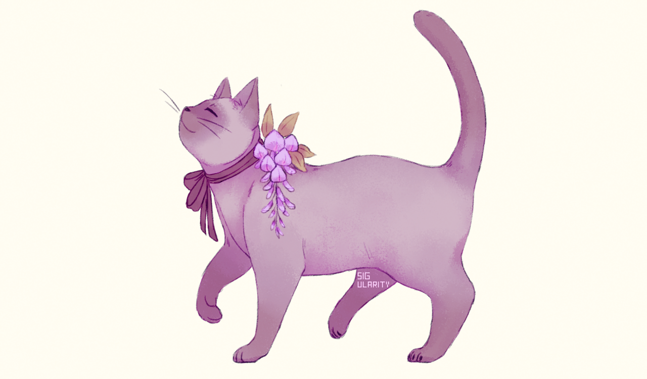 Фото Кошка с цветком на шее