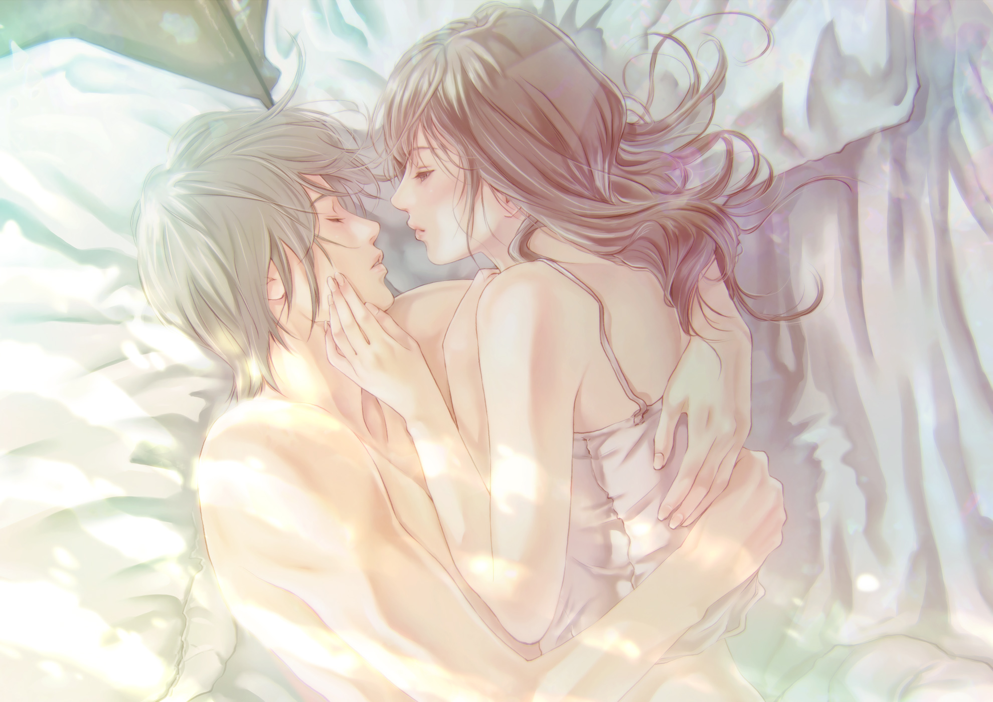 Animated couple in bed