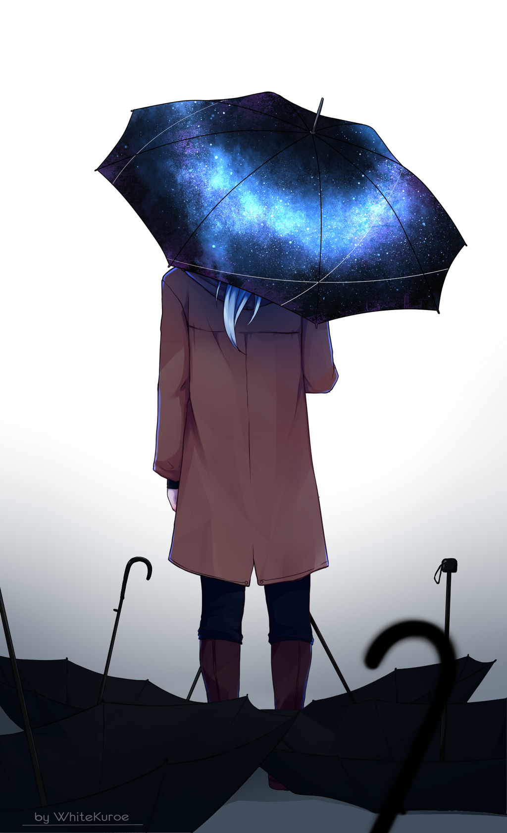 Человек с зонтом арт