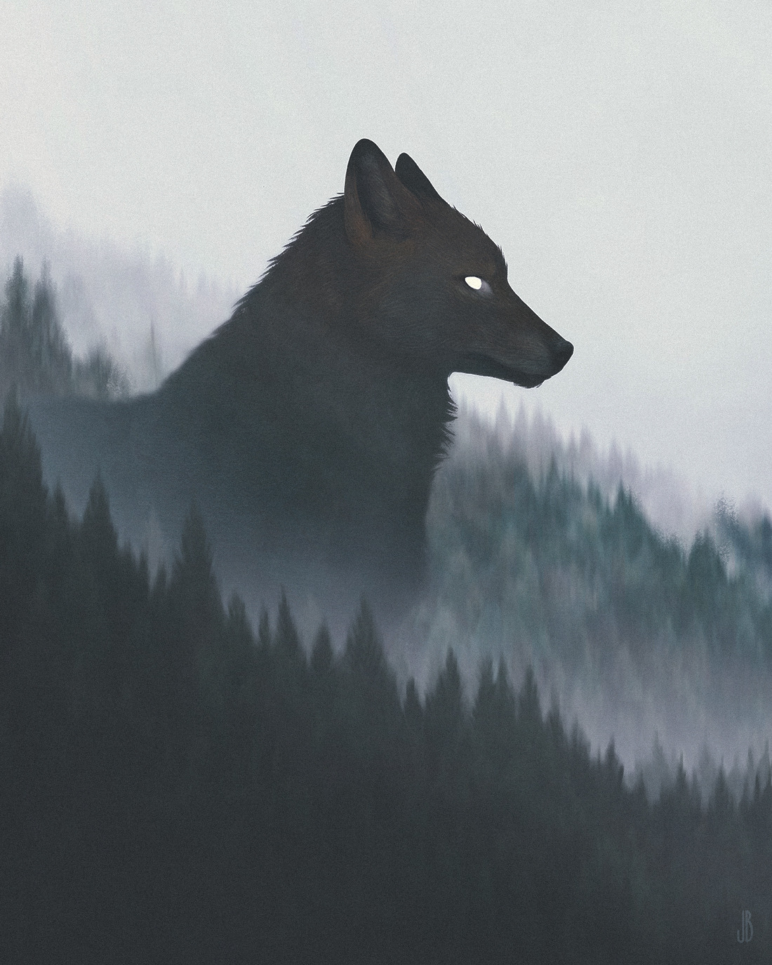 Фото Огромный образ волка над лесом, by Дженна Бартон