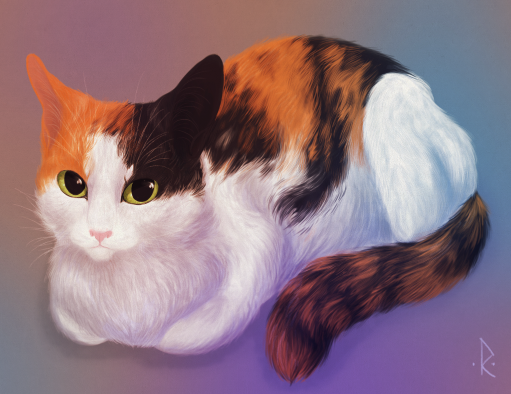 Фото Трехцветная рисованная кошка, by mellinae