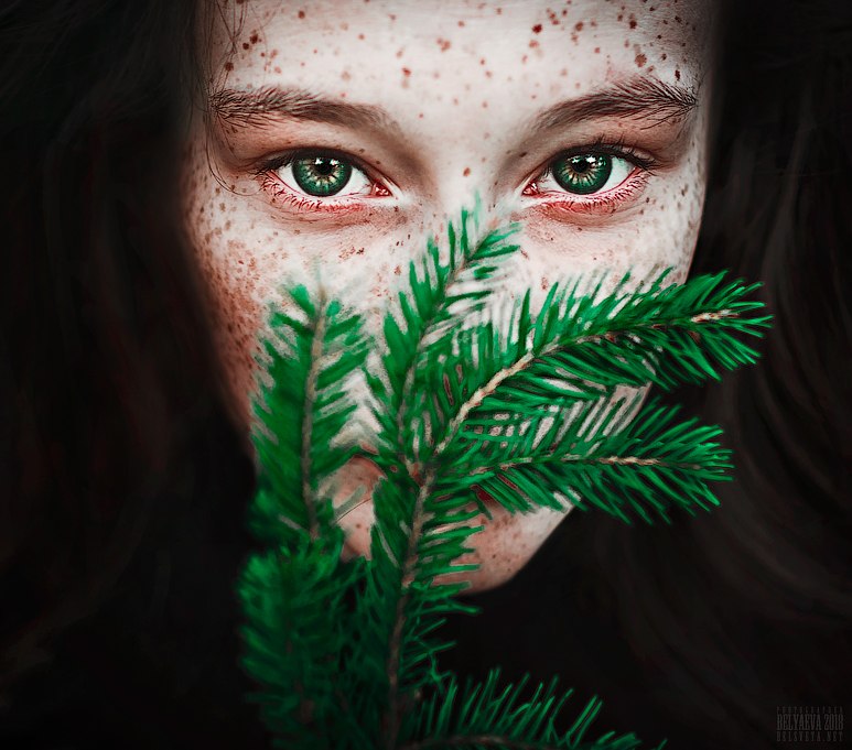 Фото Портрет девушки с еловой веткой. Фотограф Светлана Беляева