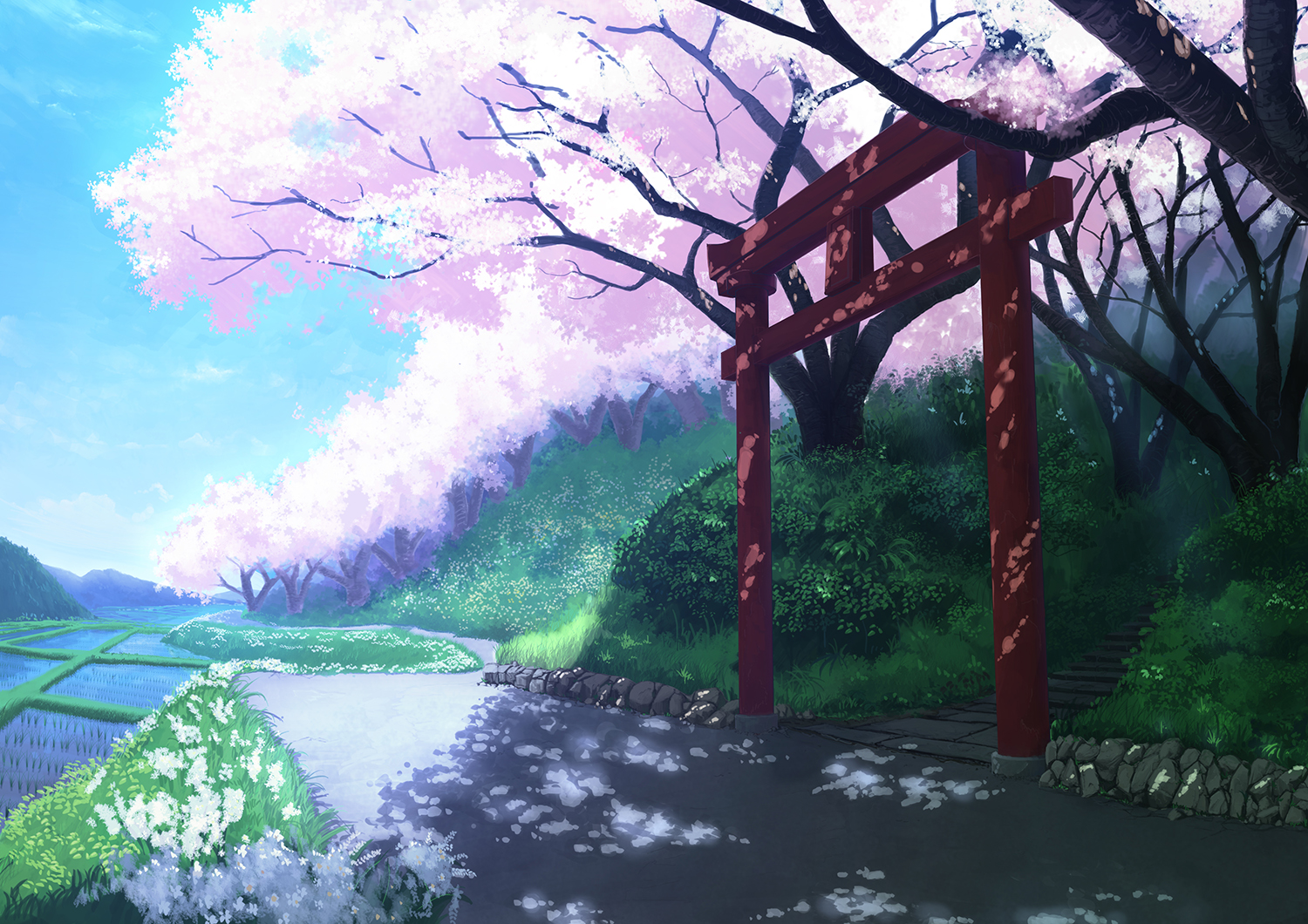 Фото Ворота тории под цветущей сакурой, by Tarabarashka
