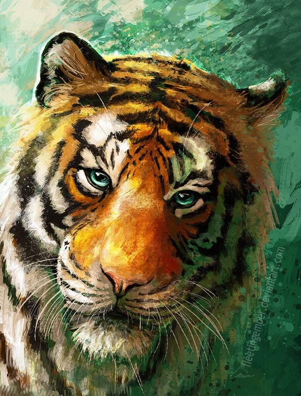 Фото Тигр на зеленом фоне, by FleetingEmber