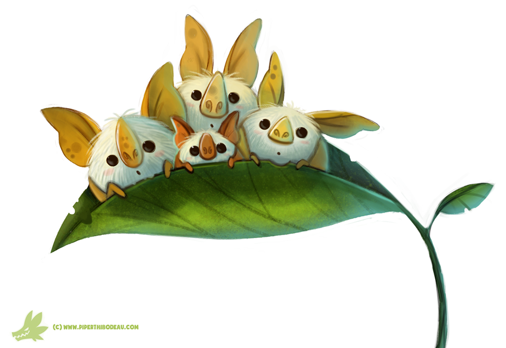 Фото Гондурасские белые летучие мыши сидят в листочке, by Cryptid-Creations