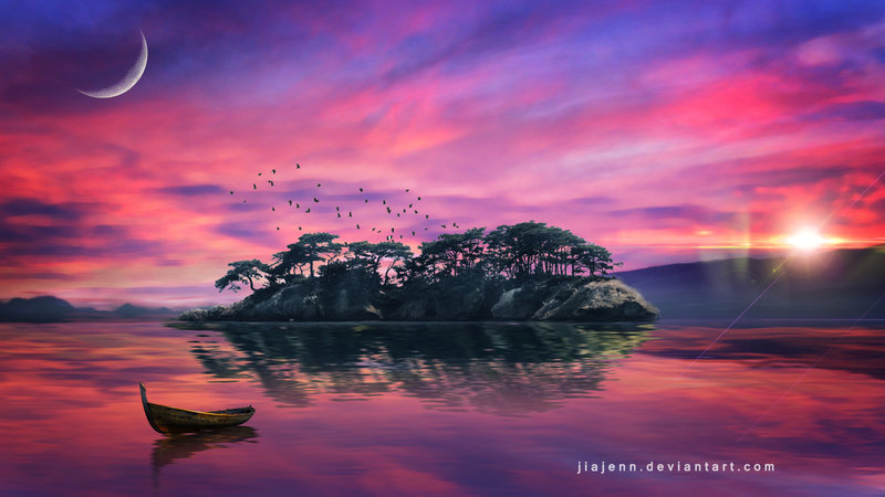 Фото Деревья на острове, окруженном водой, by jiajenn